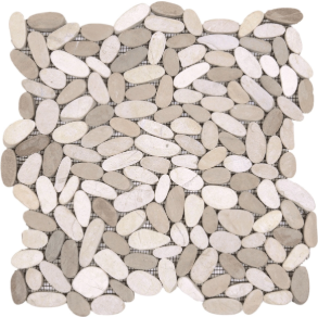 Mix WhiteBeige Sliced Matte Pebble Interlocking - stone tile